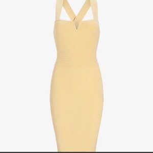 Express Body Contour Midi Dress in Soft Yellow